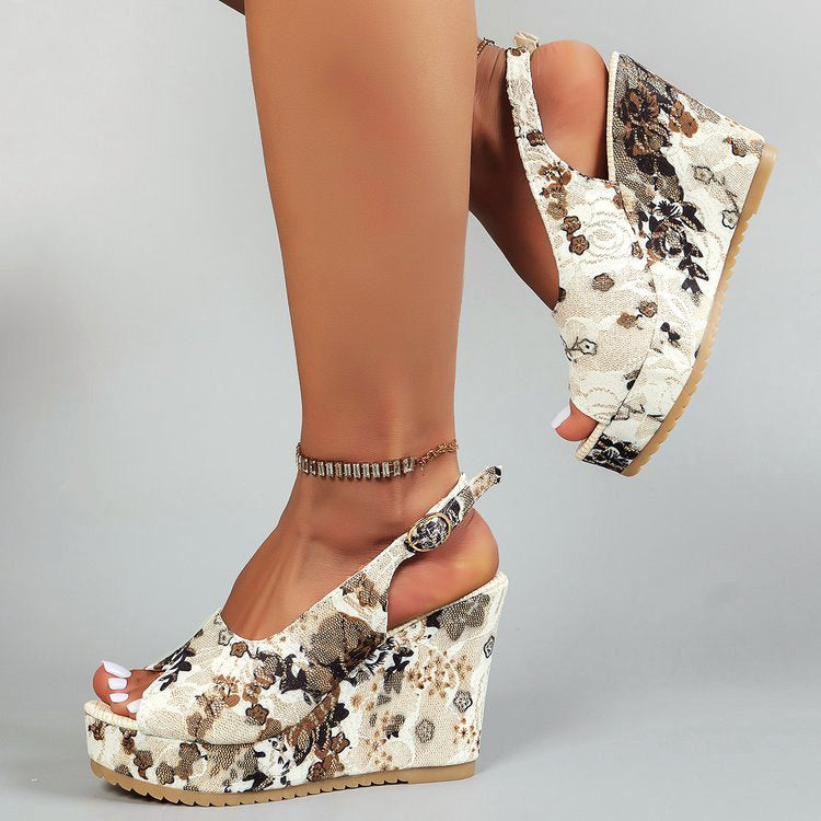 Valentina Rossi Floral Wedge Sandals