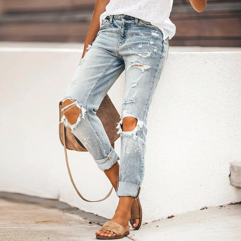 Valentina Rossi Ripped Tapered Leg Jeans