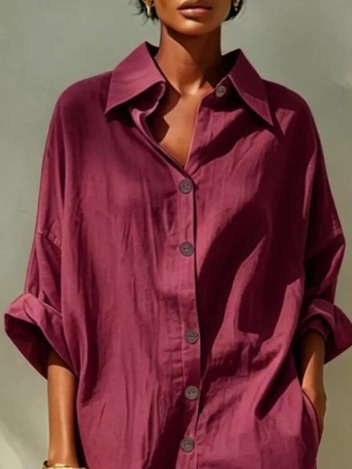 Button-Down Long Sleeve Shirt Dress