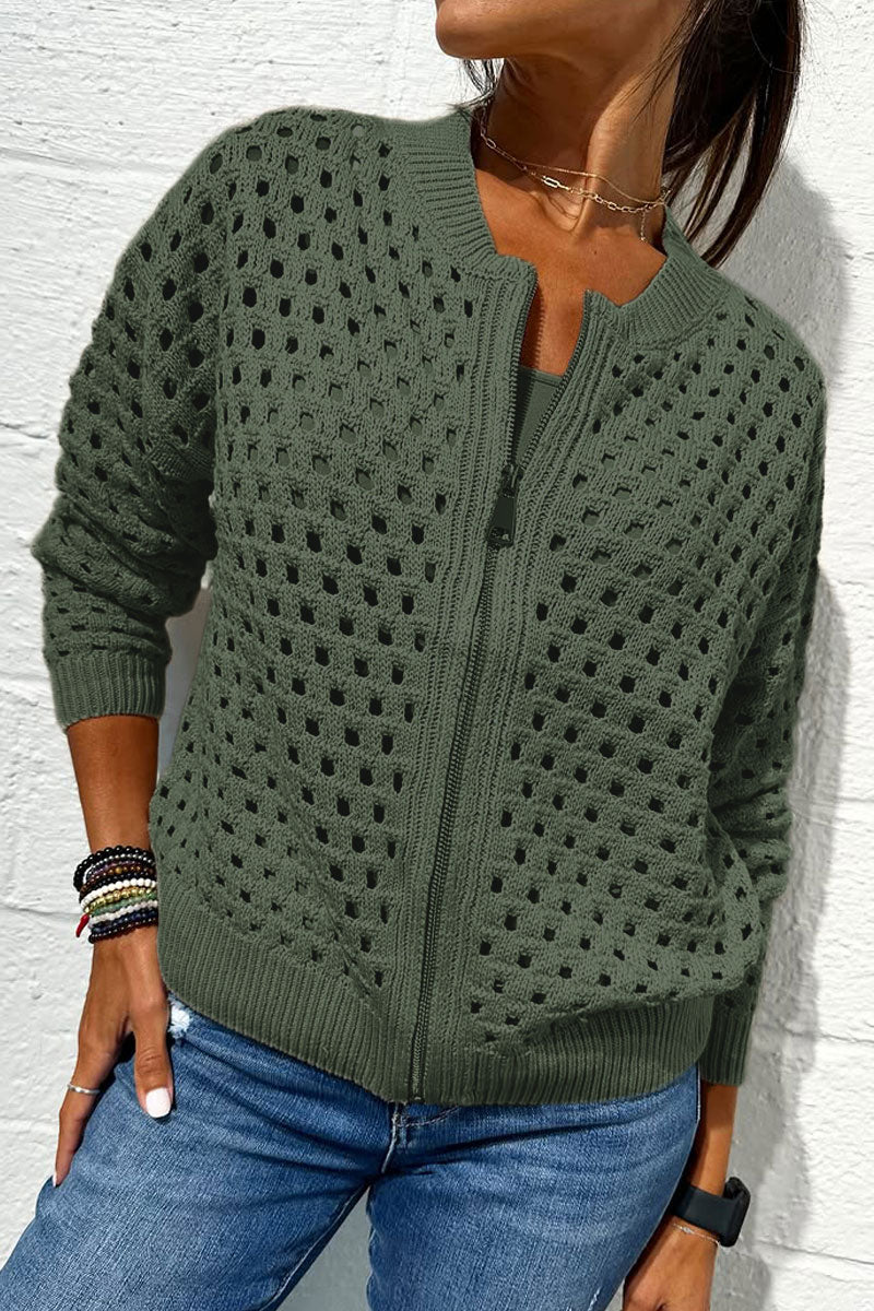 Hollow knitwear zipper jacket