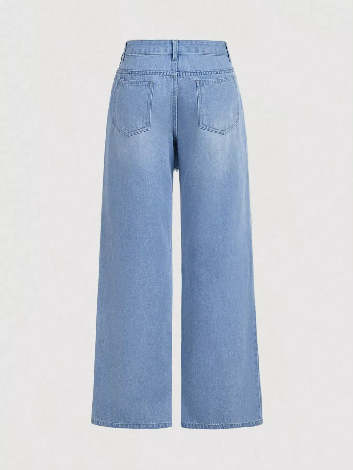 Asymmetric Raw Hem Wide-Leg Jeans
