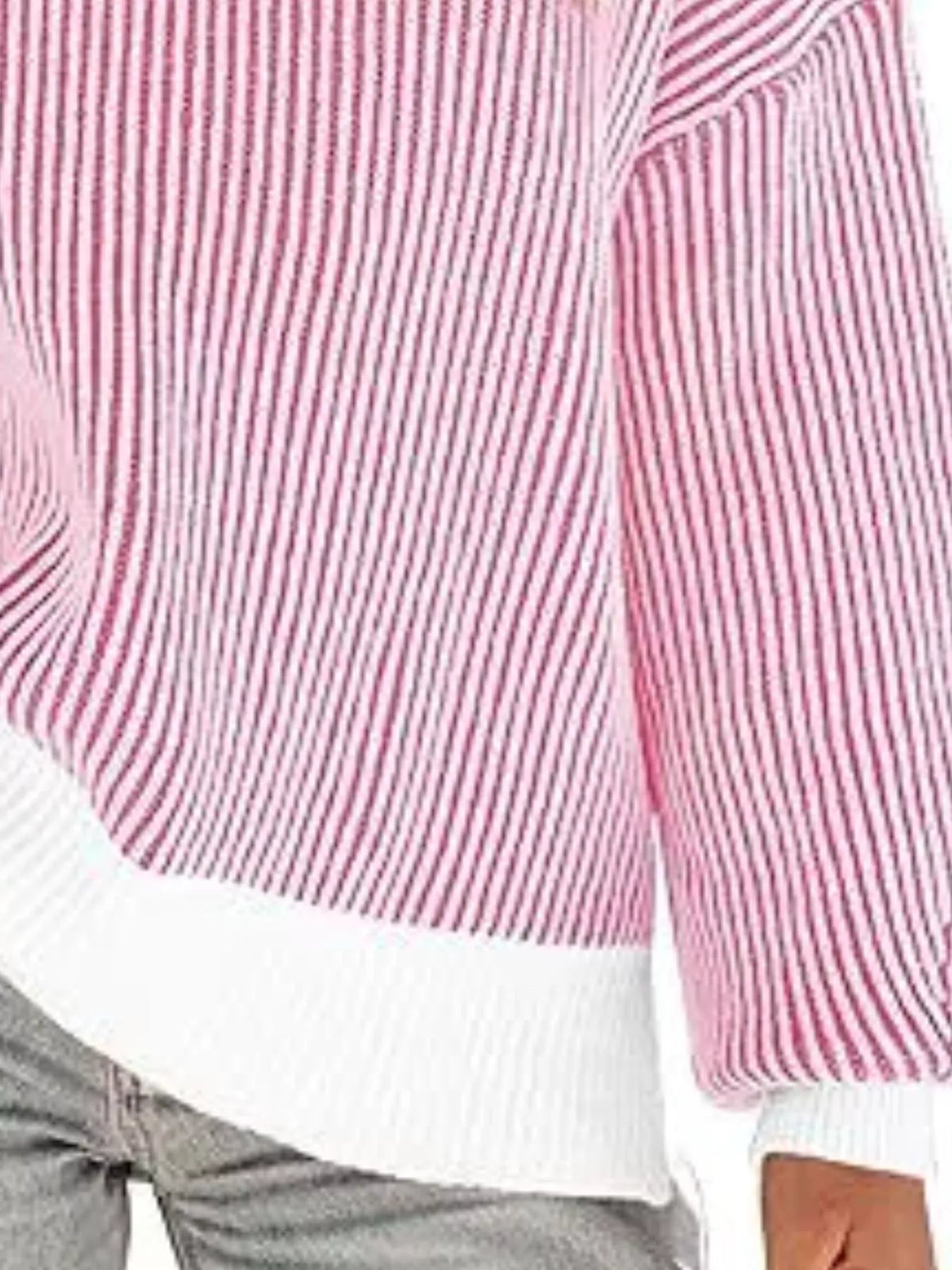 Stripe Dropped Shoulder Sweater for Women Relaxed Chic Knit