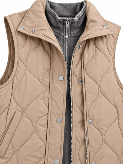 Quilted Snap Button Vest Coat