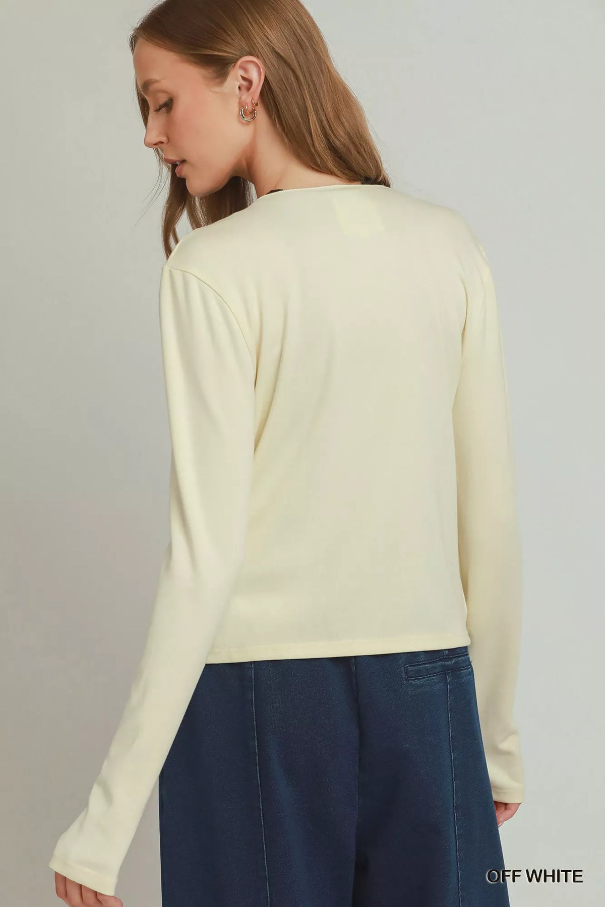 Umgee Cotton Viscose Long Sleeve Wrap Cardigan