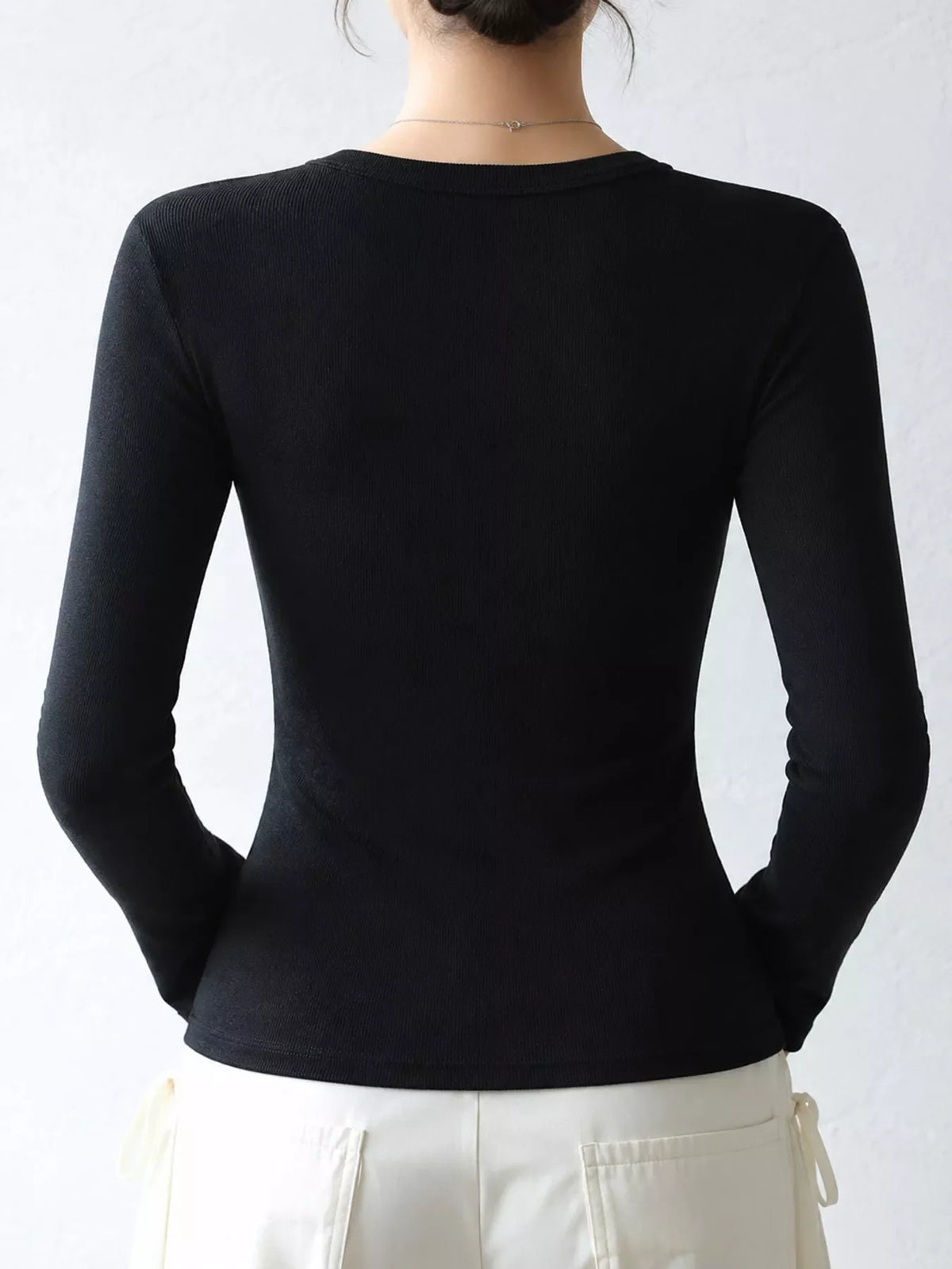 Minimalist Slim-Fit Long Sleeve Crew Neck T-Shirt