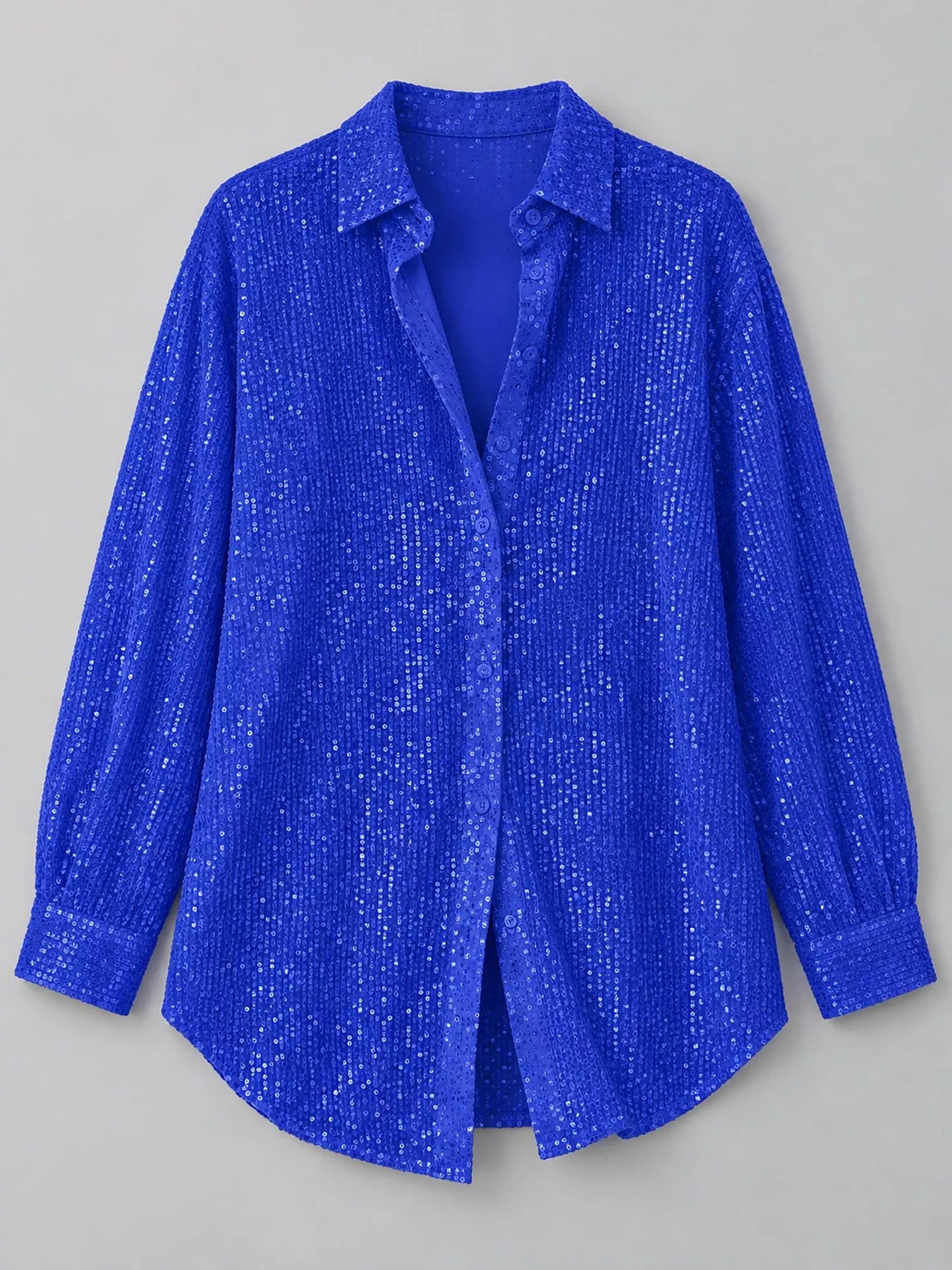 Full Size Sequin Button-Down Shirt Plus Size