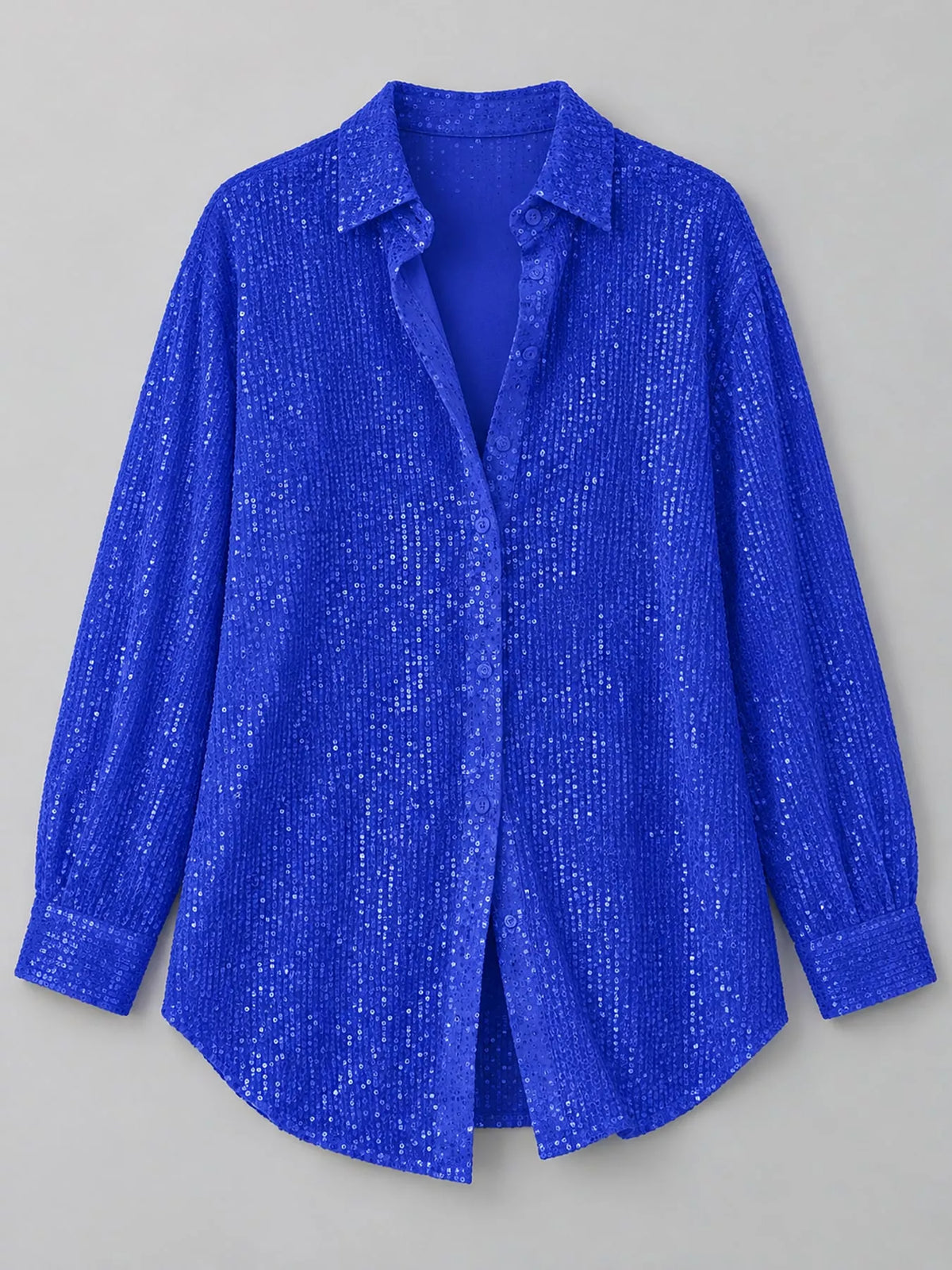 Full Size Sequin Button-Down Shirt Plus Size