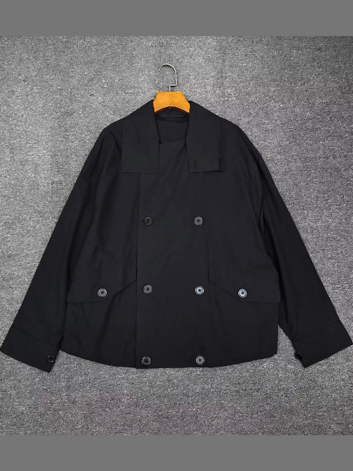 Double-Breasted Utility Jacket with Drawstring Hem