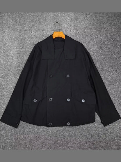 Double-Breasted Utility Jacket with Drawstring Hem