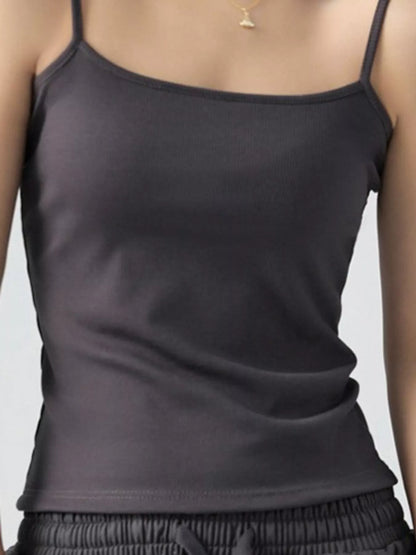 Slim-Fit Ribbed Square Neck Cami Top
