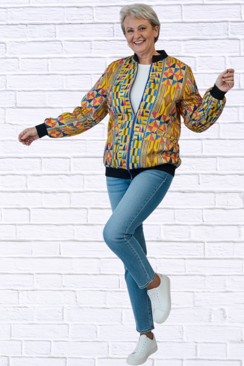 Maddy Traditional Bomber Printed Ethnic Jacket - Bold Prints | Diva USA Multi Yellow