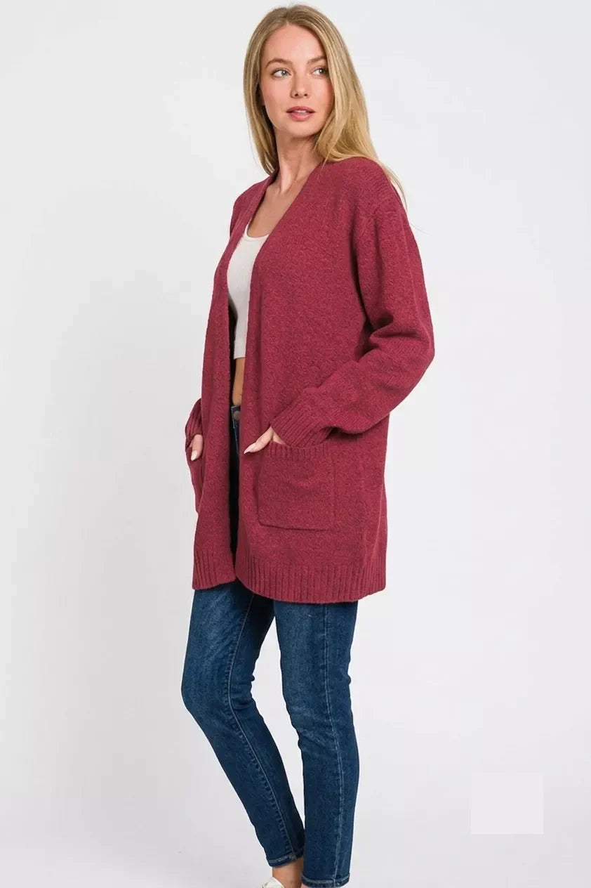Zenana Open Front Sweater Cardigan