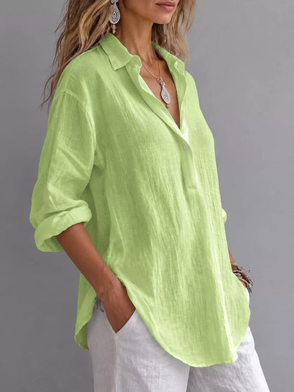 Collared Neck Long Sleeve Blouse