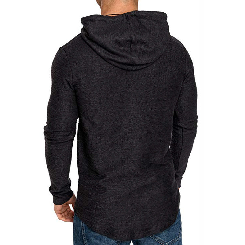 Men's Textured Solid Color High Quality Pullover Hoodies