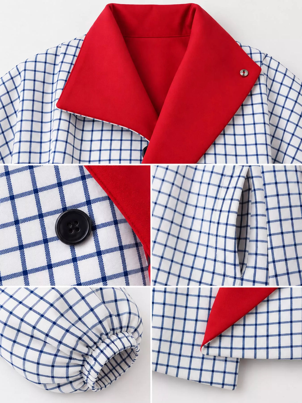 Contrast Lapel Plaid Casual Jacket