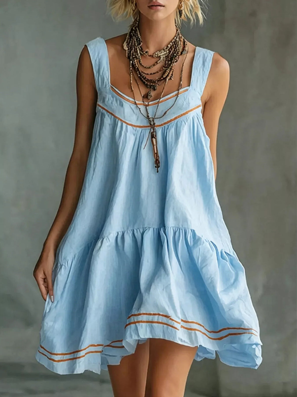 Full Size Sleeveless Tiered Mini Dress Plus Size