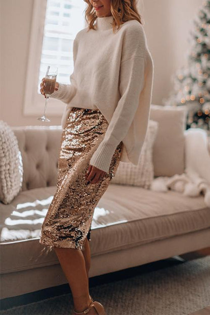Clidress Sequin Party Midi Skirt(SALE)