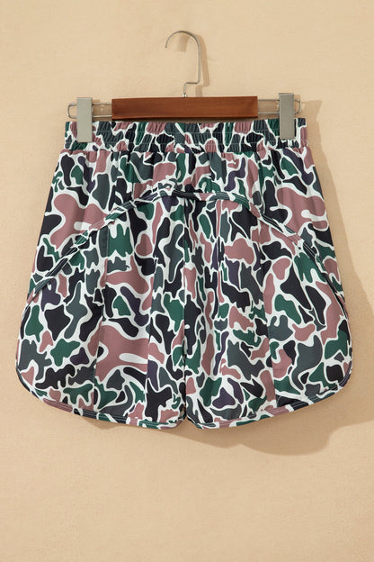 Multicolour Camouflage Print Athletic Lined Shorts
