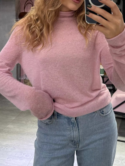 Women’s Sheer Turtleneck Knit Top – Lightweight Long Sleeve
