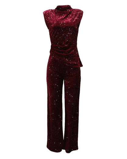 Clidress Shine Velet Top & Pant 2 Piece Set