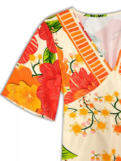 Floral Print V-Neck Maxi Dress