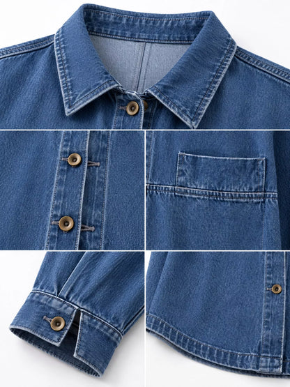 Full Size Oversized Button Up Denim Shacket Plus Size