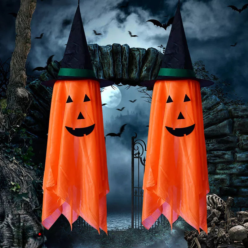 Halloween Hanging Pumpkin with Witch Hat Set
