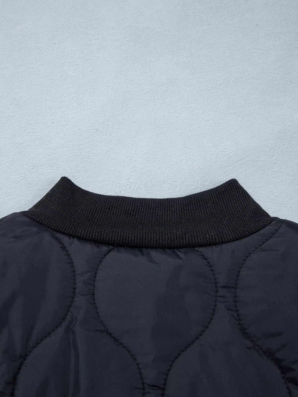 Quilted Leopard Cuff Button Down Puffer Jacket