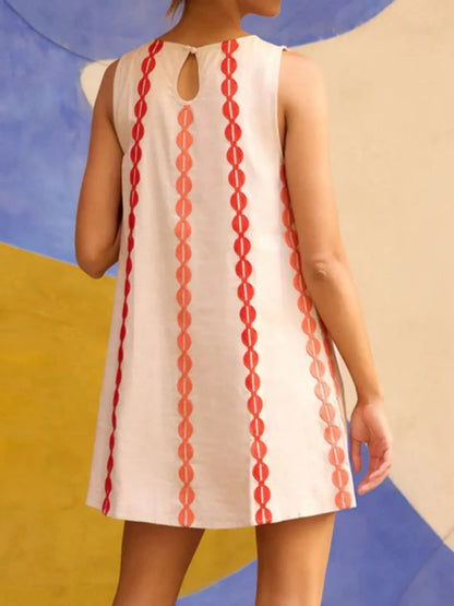Sleeveless Geometric Print Mini Dress