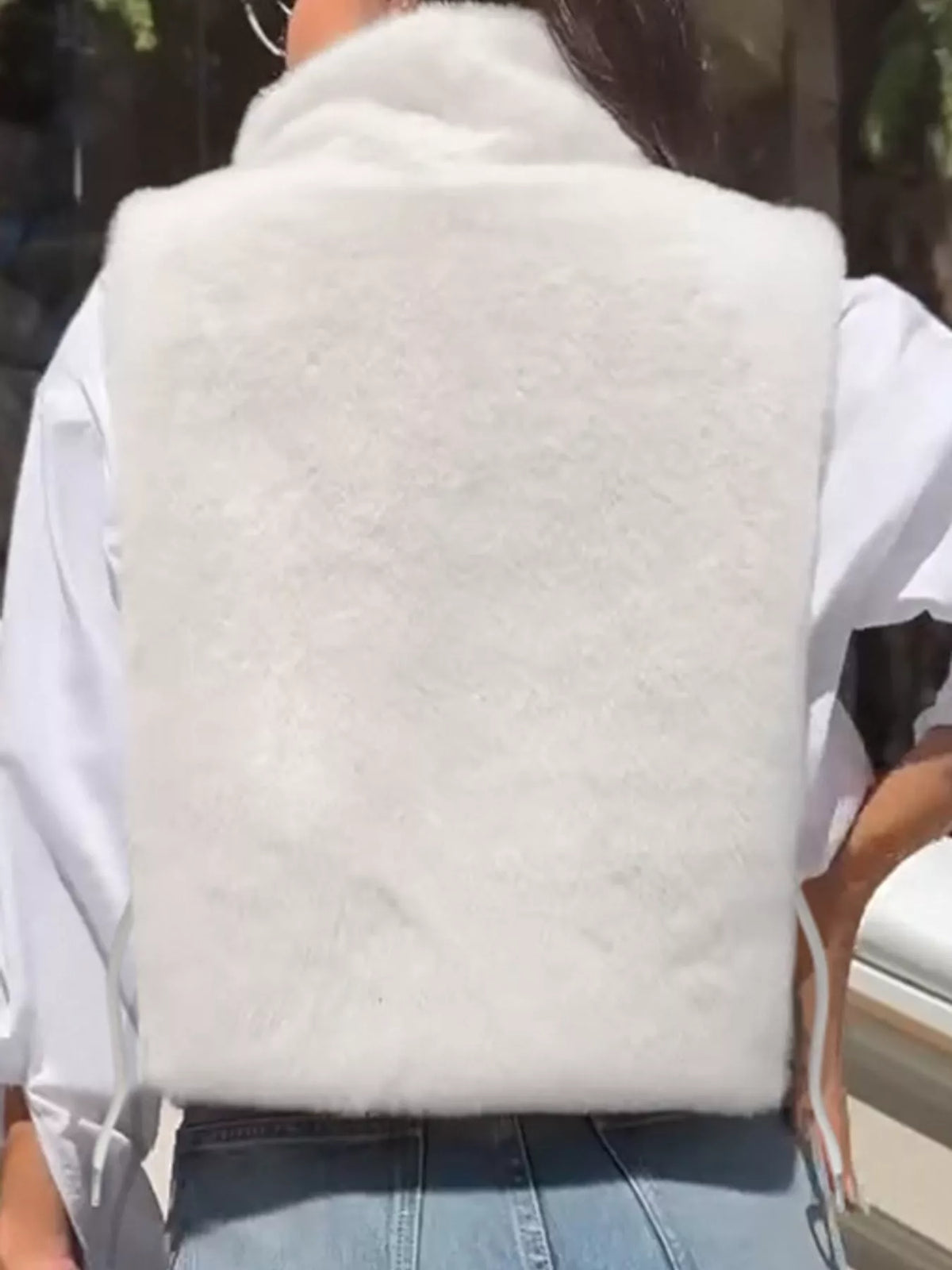Plush Turtleneck Sleeveless Vest Coat