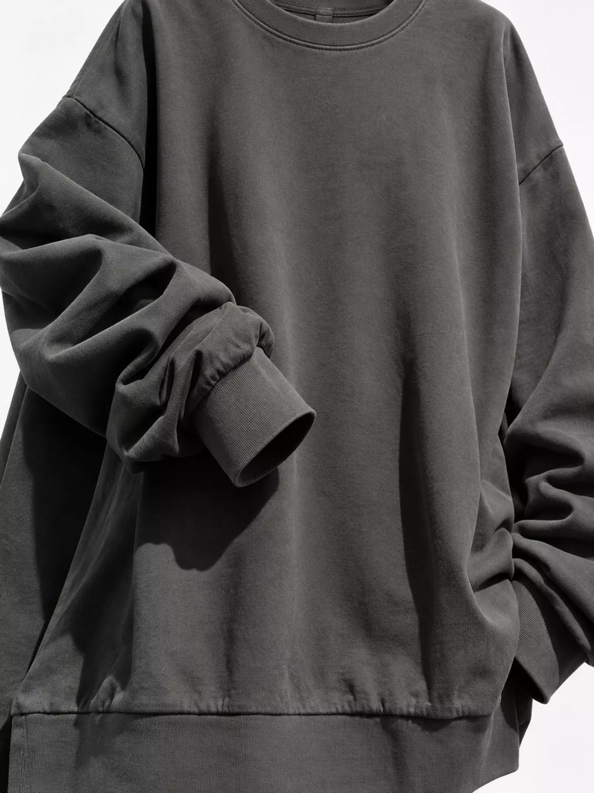 Full Size Solid Color Crew Neck Sweatshirt Plus Size