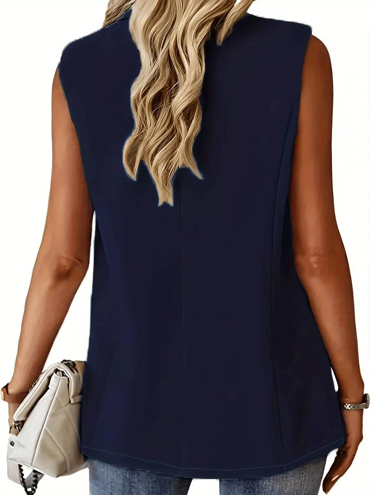 Full Size One Button Lapel Collar Vest Coat Plus Size