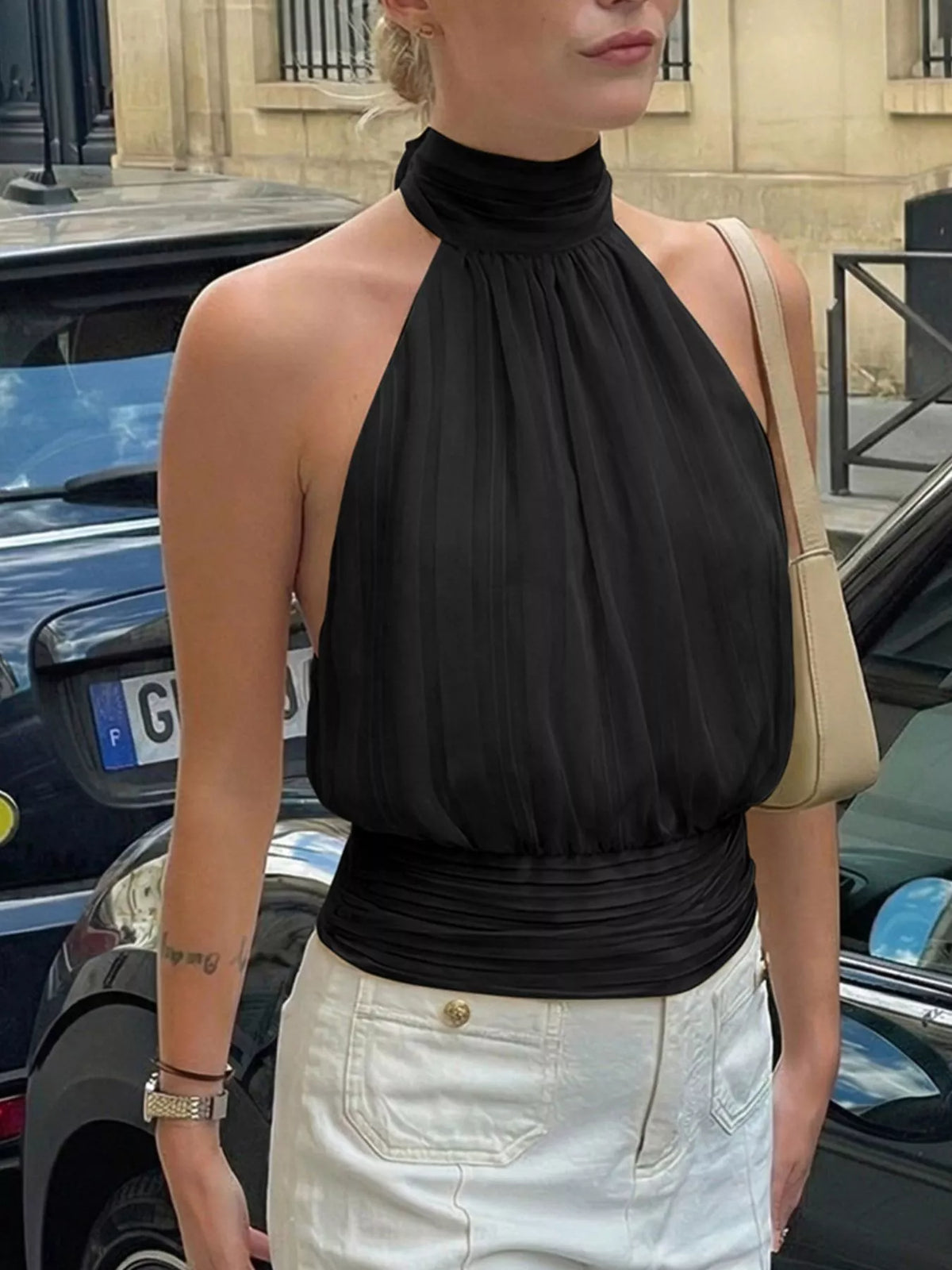Halter Neck Striped Cami Top