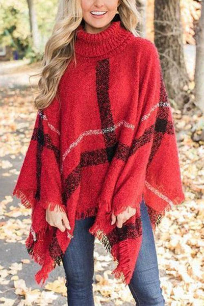 Clidress Burberry Print  Poncho Cloak Sweater