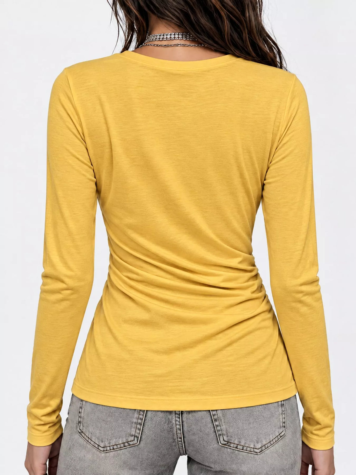 Full Size Surplice Long Sleeve T-Shirt Plus Size