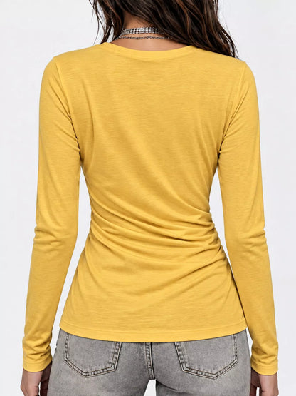 Full Size Surplice Long Sleeve T-Shirt Plus Size