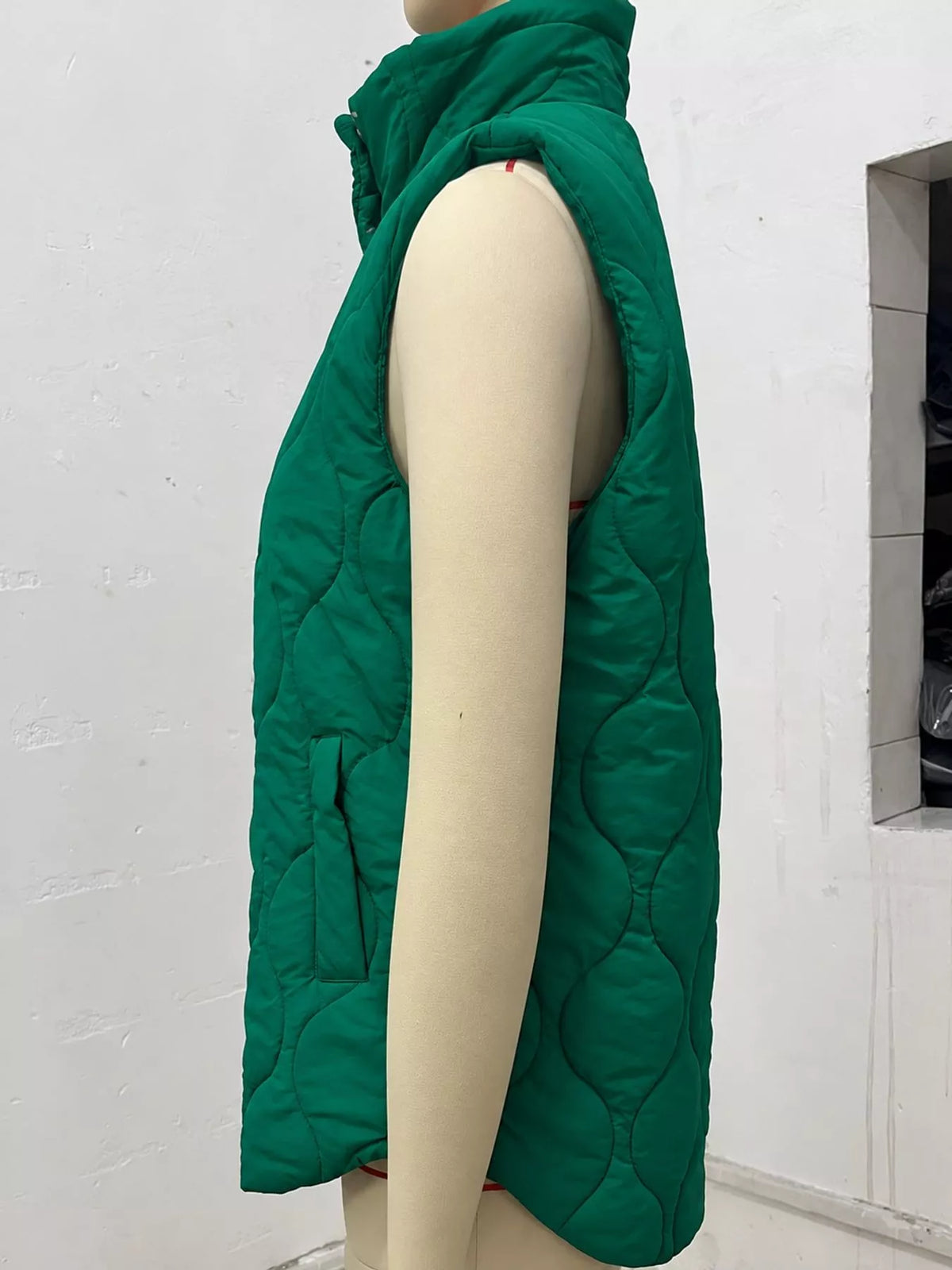 Quilted Snap Button Vest Coat