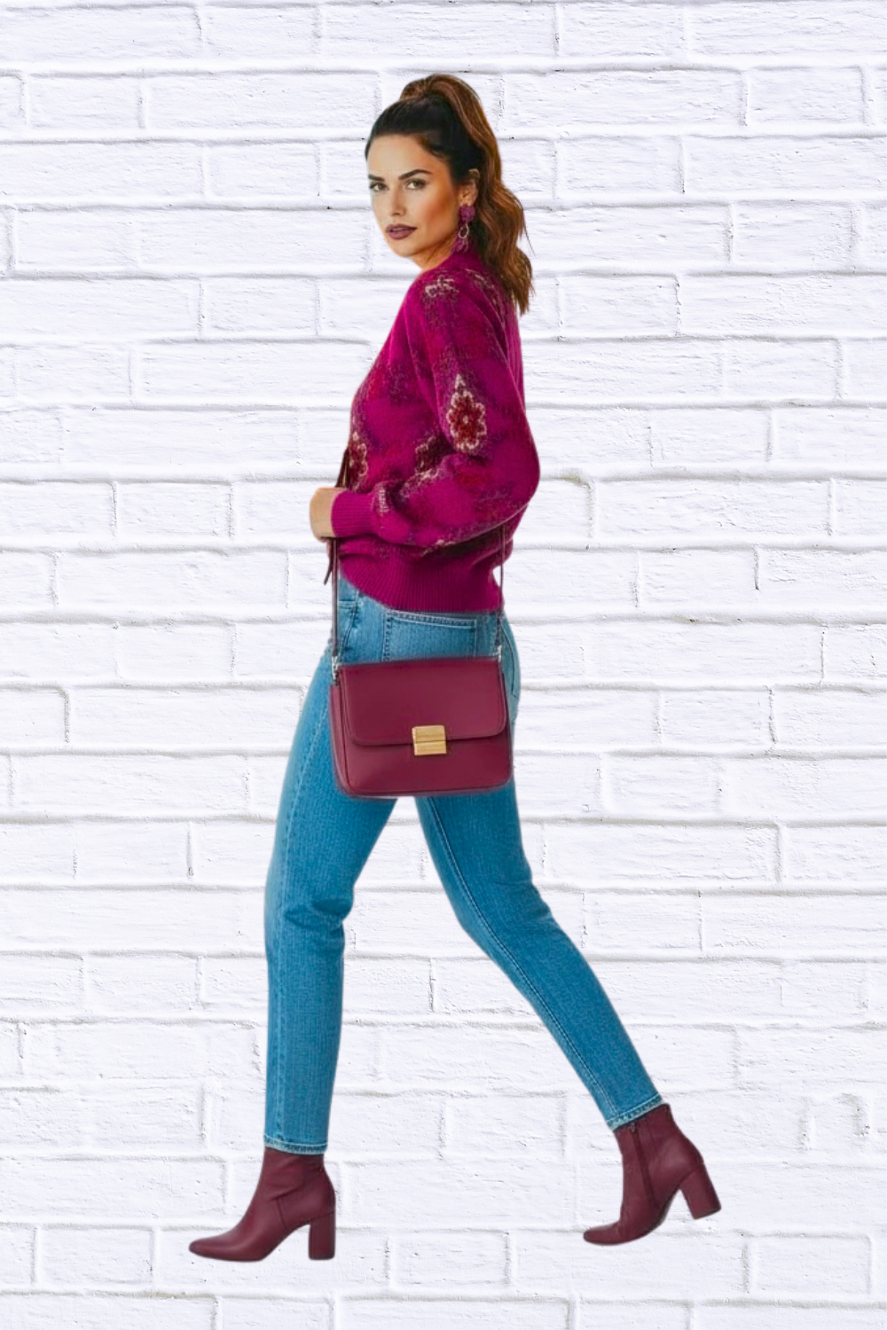 Umgee Boho Patterned Long Sleeve Sweater