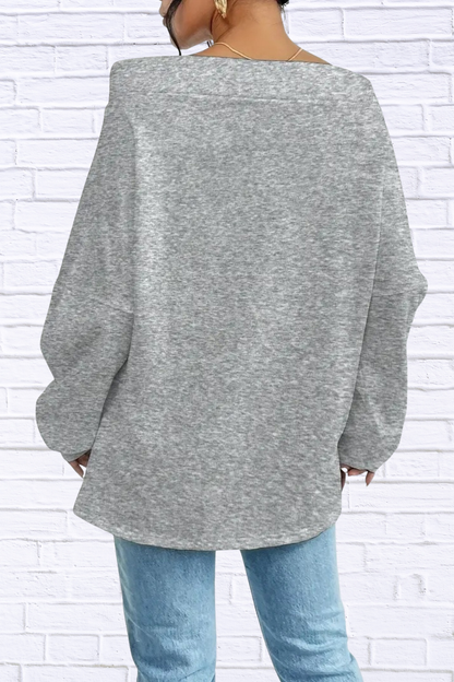 Off-Shoulder Drawstring Sweatshirt