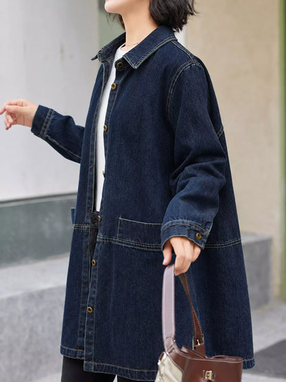 Full Size Oversized Button Up Denim Shacket Plus Size