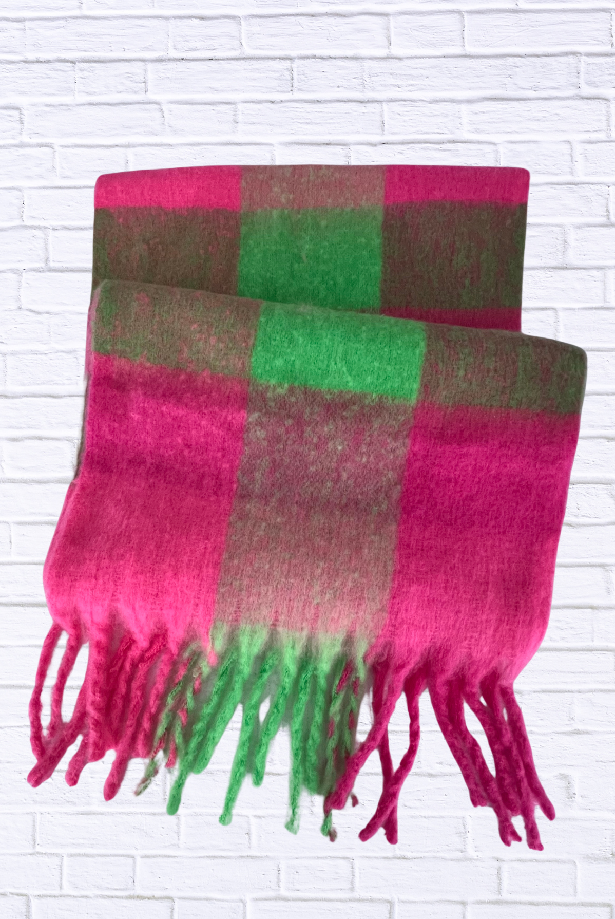Neon Winter Scarf Lime Green cerise pink orange
