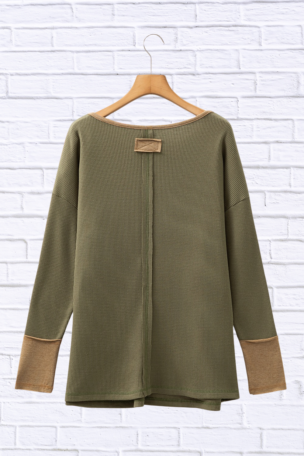 Button Front Contrast Trim Top