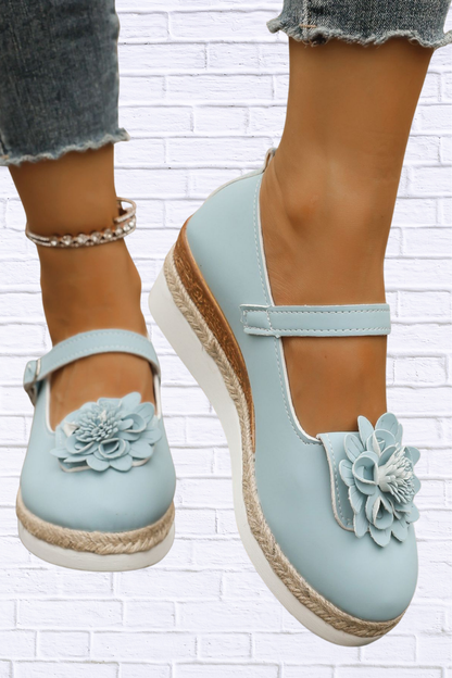 Flower Embellished Mary Jane Loafers