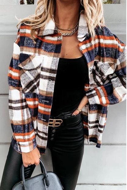 Clidress Retro Plaid Big Button Shirt Coat(11 Colors)