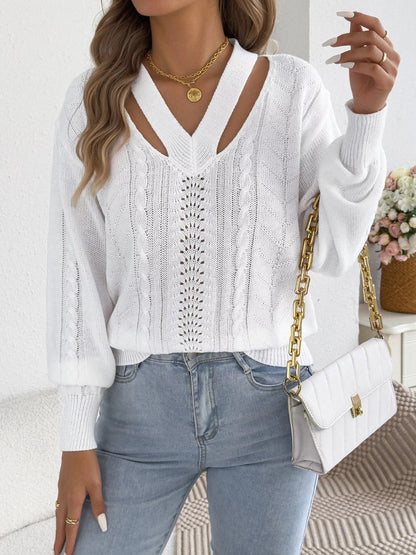 Cut-Out Cable Knit Sweater
