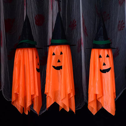Halloween Hanging Pumpkin with Witch Hat Set