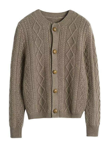Cable-Knit Button-Down Cardigan