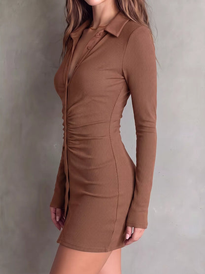 Button-Down Bodycon Mini Dress