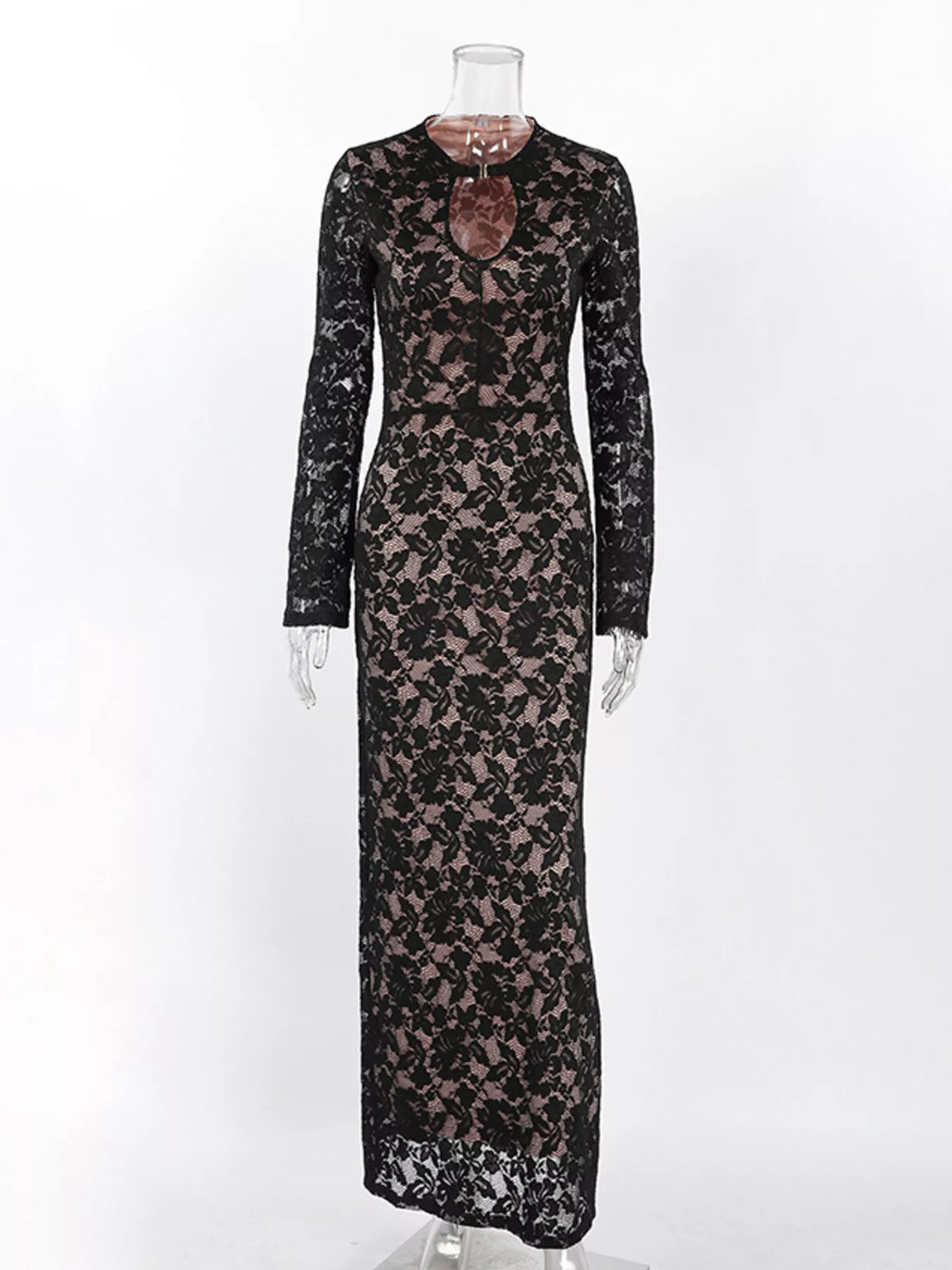 Lace Long-Sleeve Bodycon Maxi Dress