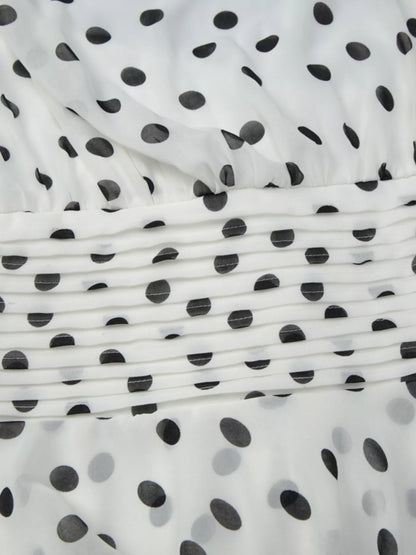 Polka Dot Halter Neck Ruffle Dress